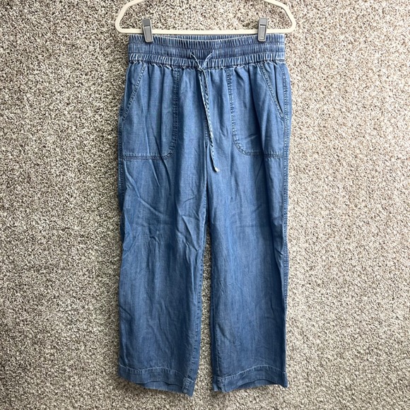 Quince Pants - Quince Pants Women's Medium Indigo Pull-On Tencel Lyocell Chambray Wide Leg